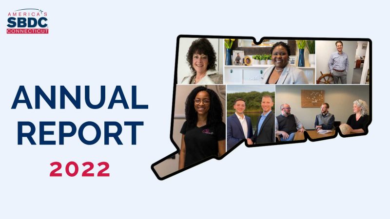 CTSBDC 2022 Annual Report Cover depicting various SBDC clients.