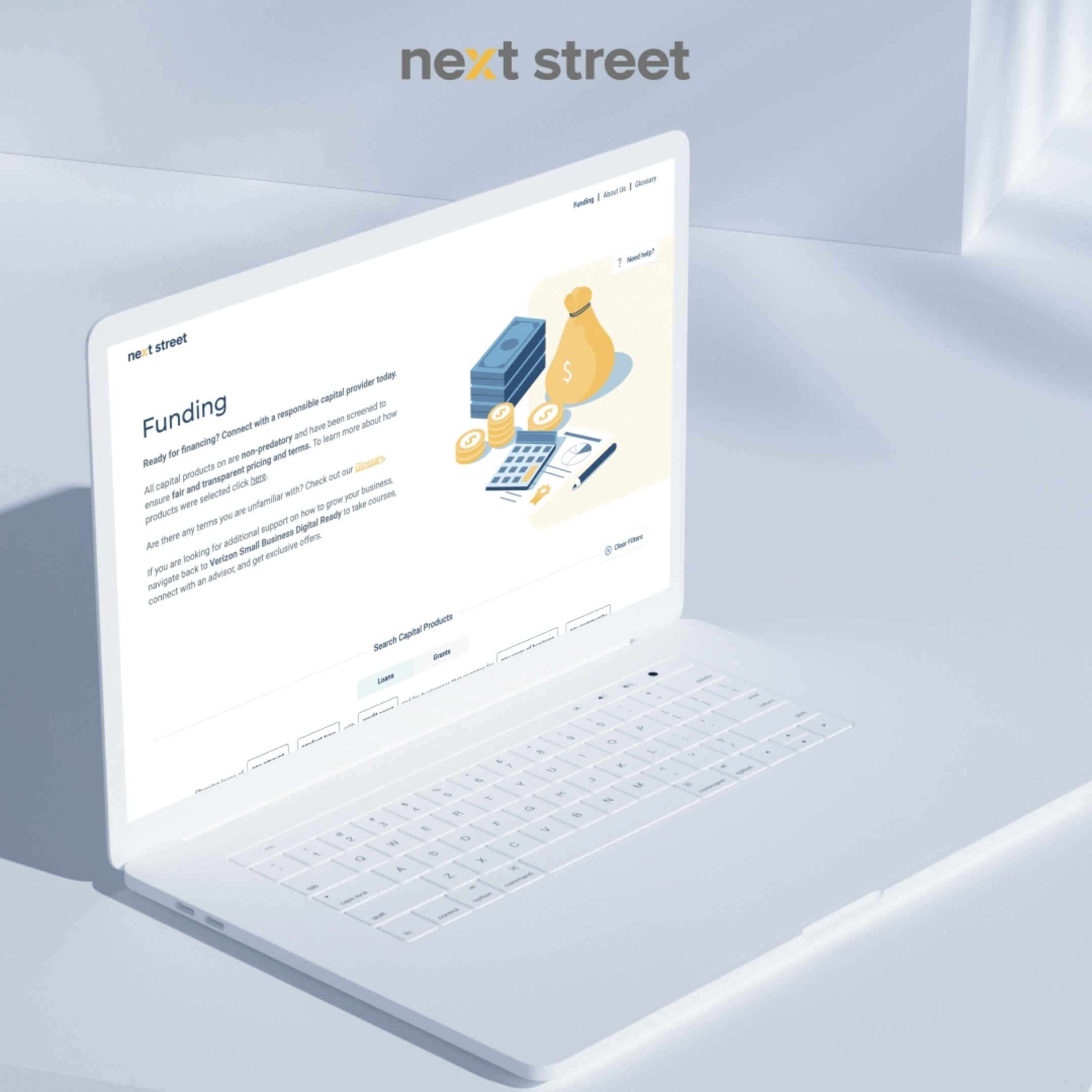 Gif of laptop moving promoting Verizon's Capital Marketplace